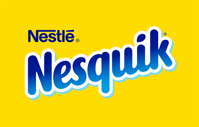 Nesquik速溶巧克力粉标志，Nesquik速溶巧克力粉LOGO，Nesquik速溶巧克力粉品牌形象设计，雀巢品牌设计，巧克力品牌设计