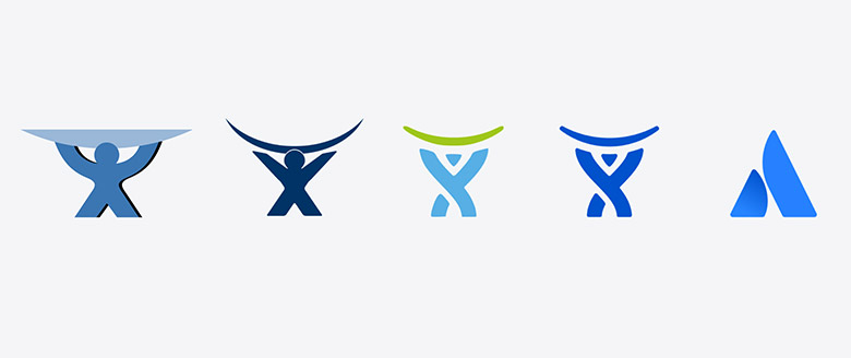 AtlassianLOGO，Atlassian标志，Atlassian形象设计，软件开发标志设计，软件开发品牌设计